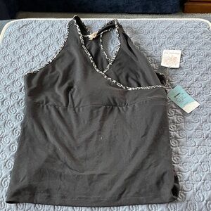 Stylish Black Tank Top with Patterned Edges